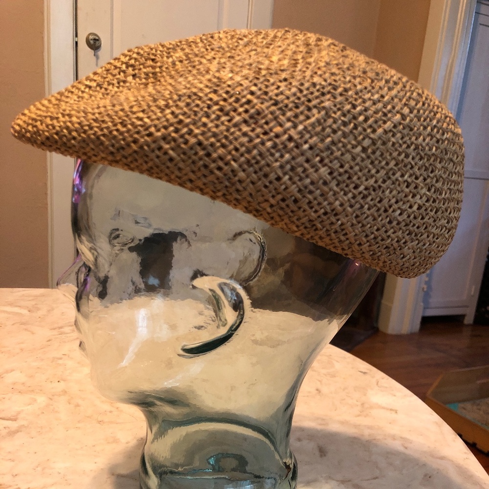 Vintage SI straw flat cap/newsboy